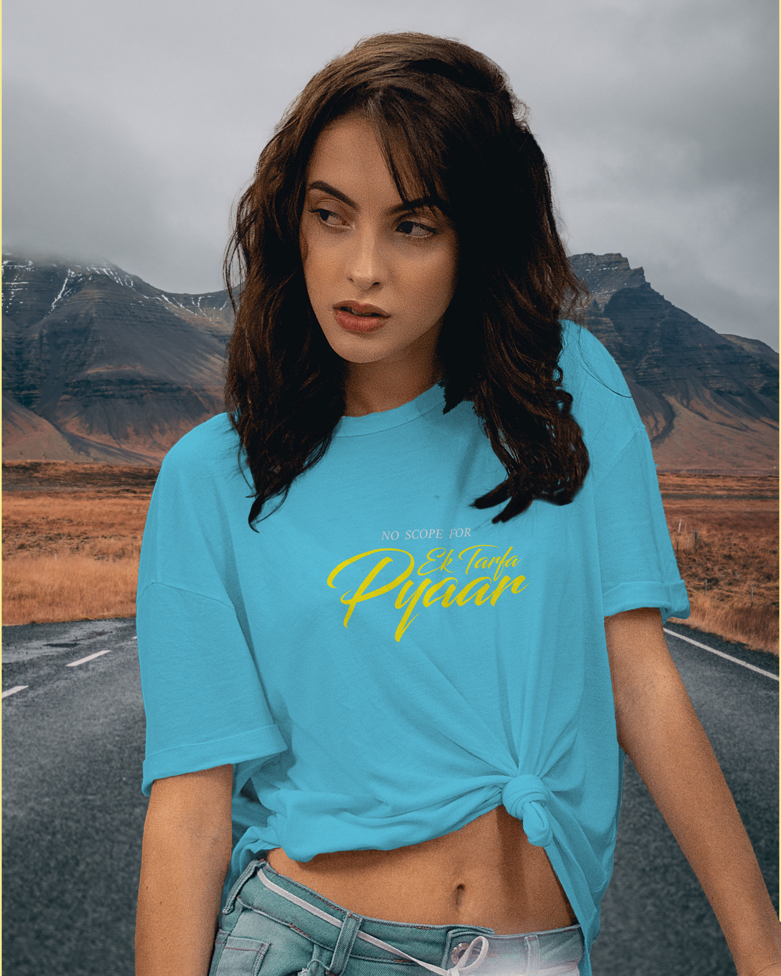 Buy Blue Girls Crop Top With Slogan Ek Tarfa Pyaar