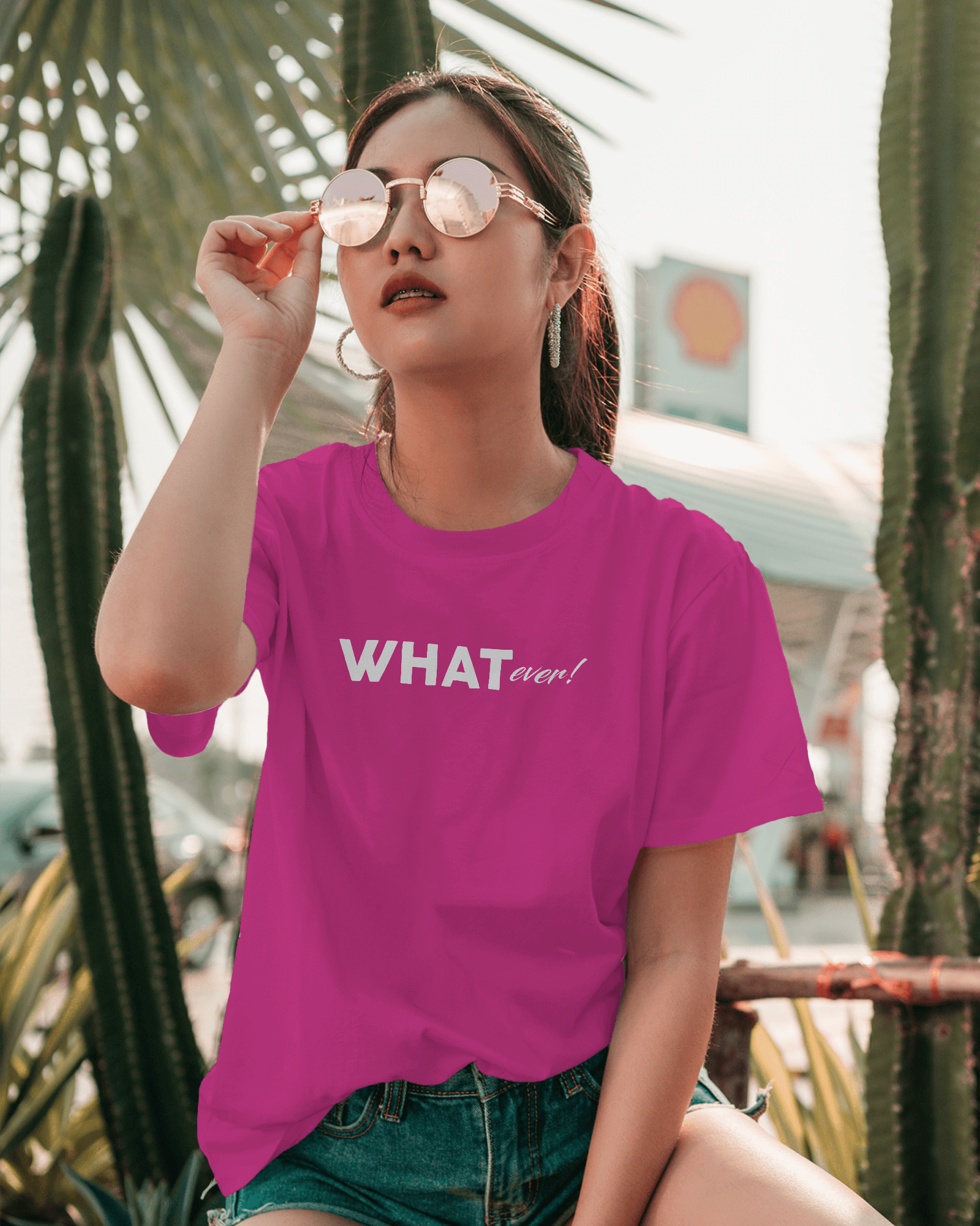 Buy girls graphic pink t-shirt with slogan WHATever